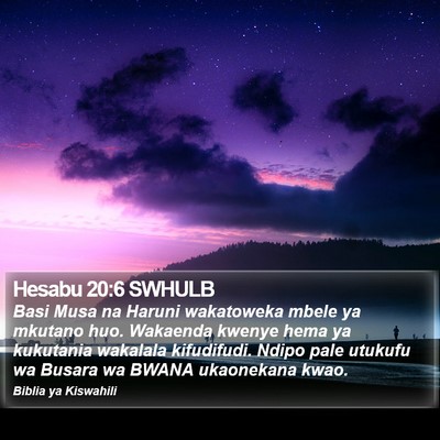 Hesabu 20:6 SWHULB Bible Verse Image