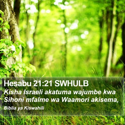 Hesabu 21:21 SWHULB Bible Verse Image