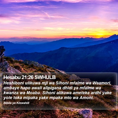 Hesabu 21:26 SWHULB Bible Verse Image
