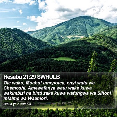 Hesabu 21:29 SWHULB Bible Verse Image