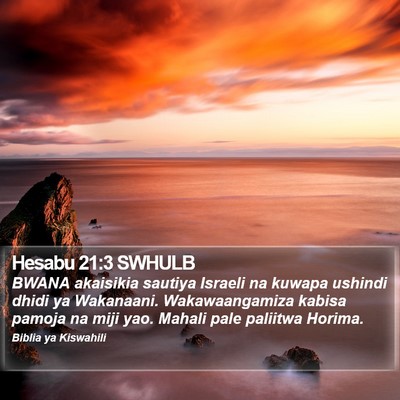 Hesabu 21:3 SWHULB Bible Verse Image
