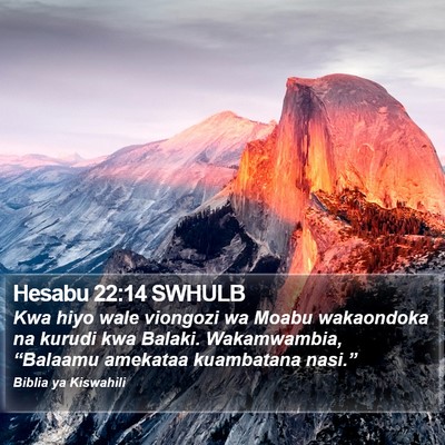 Hesabu 22:14 SWHULB Bible Verse Image