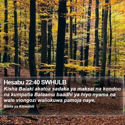 Hesabu 22:40 SWHULB Bible Verse Image