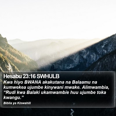 Hesabu 23:16 SWHULB Bible Verse Image