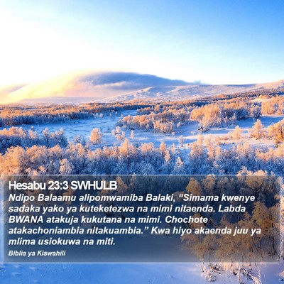 Hesabu 23:3 SWHULB Bible Verse Image