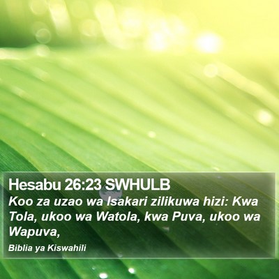 Hesabu 26:23 SWHULB Bible Verse Image