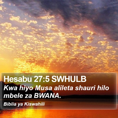 Hesabu 27:5 SWHULB Bible Verse Image