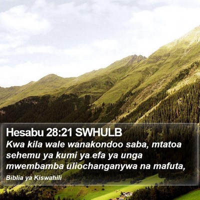 Hesabu 28:21 SWHULB Bible Verse Image