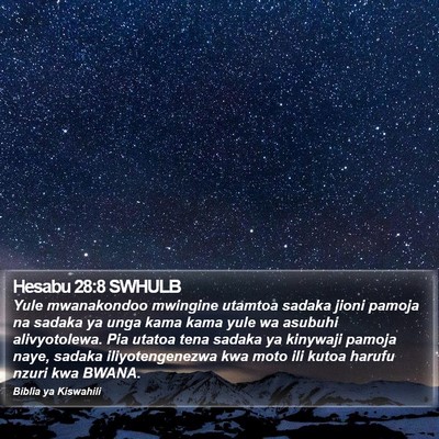 Hesabu 28:8 SWHULB Bible Verse Image