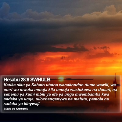 Hesabu 28:9 SWHULB Bible Verse Image