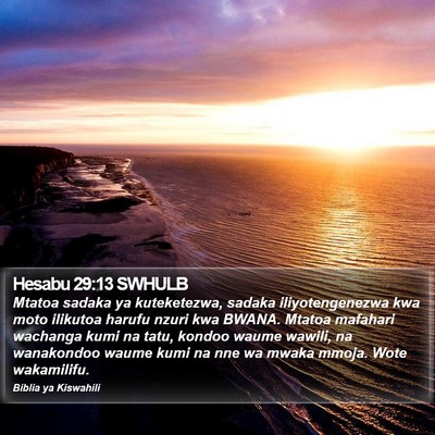 Hesabu 29:13 SWHULB Bible Verse Image