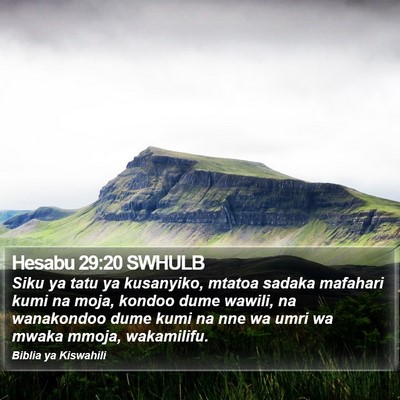 Hesabu 29:20 SWHULB Bible Verse Image