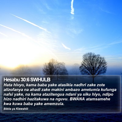 Hesabu 30:6 SWHULB Bible Verse Image