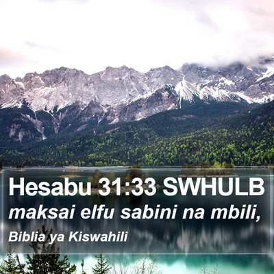 Hesabu 31:33 SWHULB Bible Verse Image
