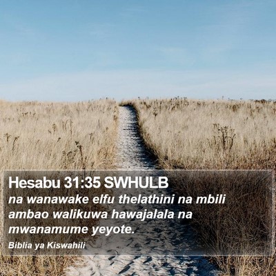Hesabu 31:35 SWHULB Bible Verse Image