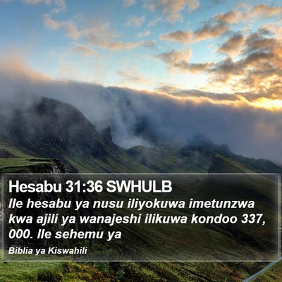 Hesabu 31:36 SWHULB Bible Verse Image