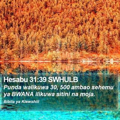 Hesabu 31:39 SWHULB Bible Verse Image