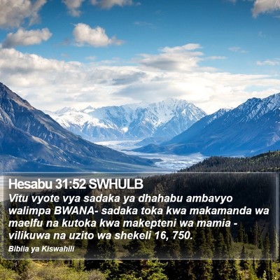 Hesabu 31:52 SWHULB Bible Verse Image