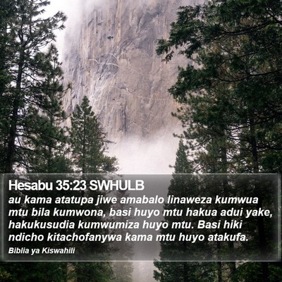 Hesabu 35:23 SWHULB Bible Verse Image