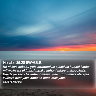 Hesabu 35:28 SWHULB Bible Verse Image