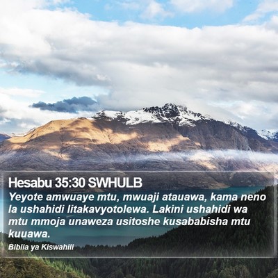 Hesabu 35:30 SWHULB Bible Verse Image