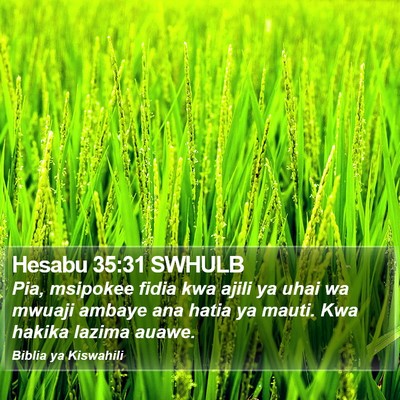 Hesabu 35:31 SWHULB Bible Verse Image