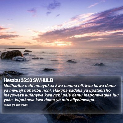 Hesabu 35:33 SWHULB Bible Verse Image