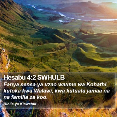 Hesabu 4:2 SWHULB Bible Verse Image