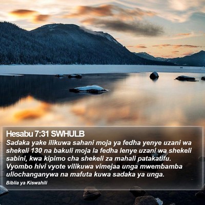 Hesabu 7:31 SWHULB Bible Verse Image