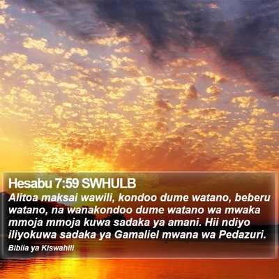 Hesabu 7:59 SWHULB Bible Verse Image