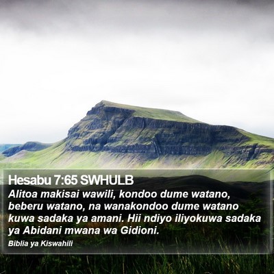 Hesabu 7:65 SWHULB Bible Verse Image