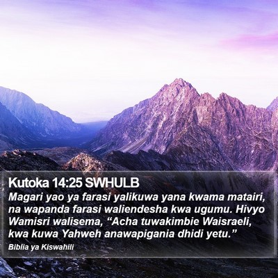 Kutoka 14:25 SWHULB Bible Verse Image