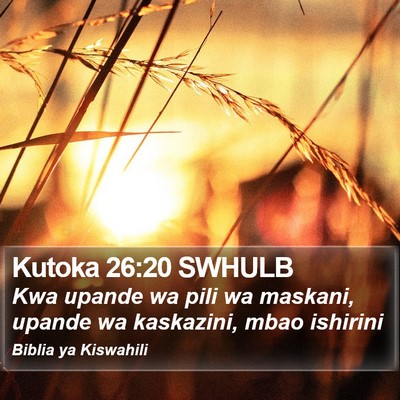 Kutoka 26:20 SWHULB Bible Verse Image