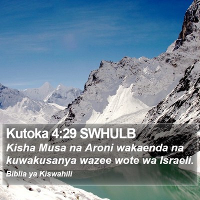Kutoka 4:29 SWHULB Bible Verse Image