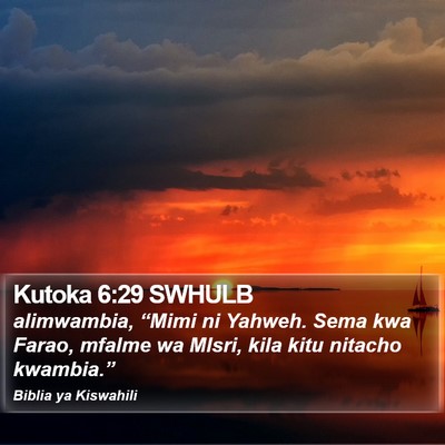 Kutoka 6:29 SWHULB Bible Verse Image