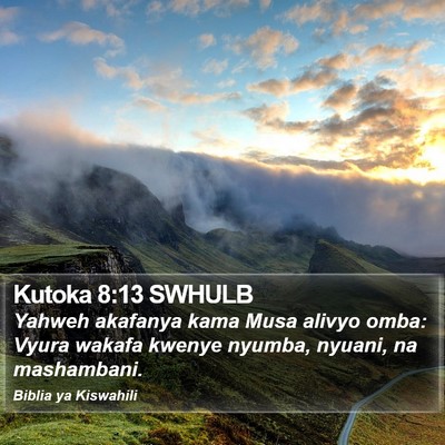 Kutoka 8:13 SWHULB Bible Verse Image