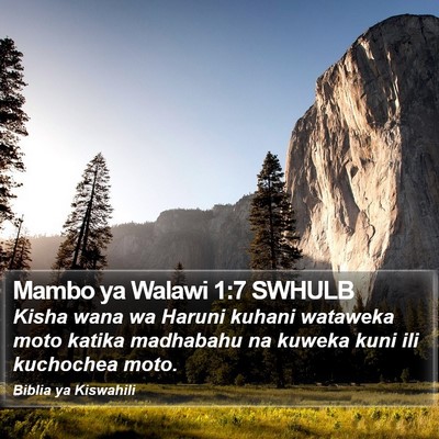 Mambo ya Walawi 1:7 SWHULB Bible Verse Image
