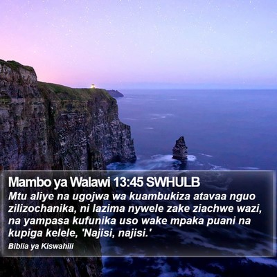 Mambo ya Walawi 13:45 SWHULB Bible Verse Image