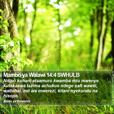 Mambo ya Walawi 14:4 SWHULB Bible Verse Image