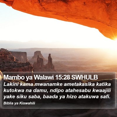 Mambo ya Walawi 15:28 SWHULB Bible Verse Image