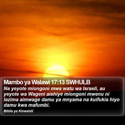 Mambo ya Walawi 17:13 SWHULB Bible Verse Image