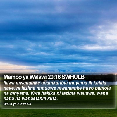 Mambo ya Walawi 20:16 SWHULB Bible Verse Image