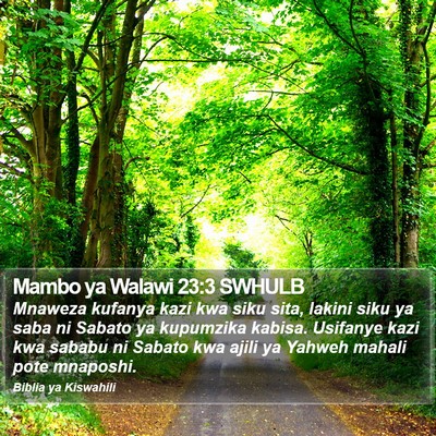 Mambo ya Walawi 23:3 SWHULB Bible Verse Image