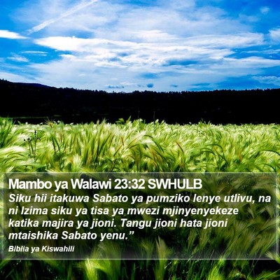 Mambo ya Walawi 23:32 SWHULB Bible Verse Image