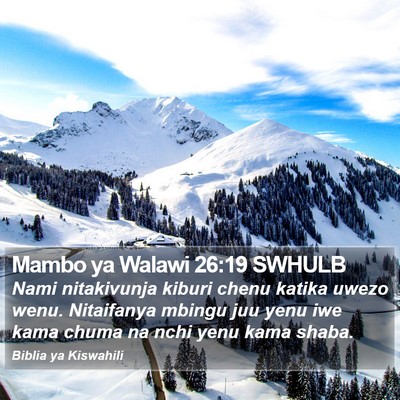 Mambo ya Walawi 26:19 SWHULB Bible Verse Image