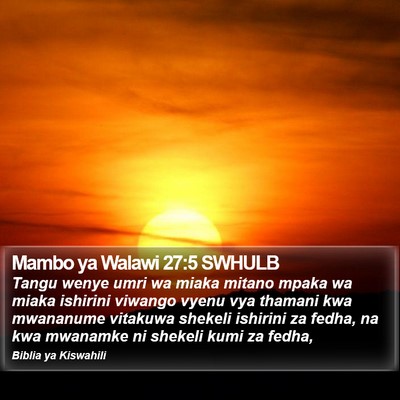 Mambo ya Walawi 27:5 SWHULB Bible Verse Image