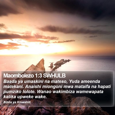 Maombolezo 1:3 SWHULB Bible Verse Image