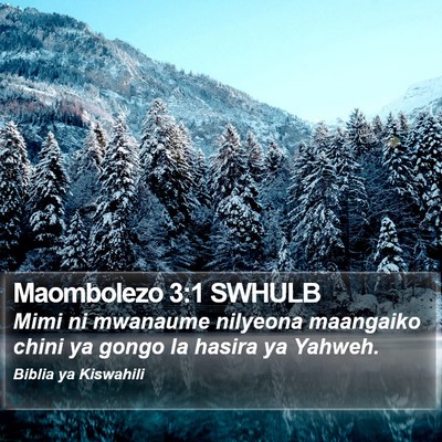 Maombolezo 3:1 SWHULB Bible Verse Image