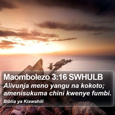 Maombolezo 3:16 SWHULB Bible Verse Image