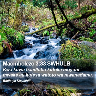 Maombolezo 3:33 SWHULB Bible Verse Image